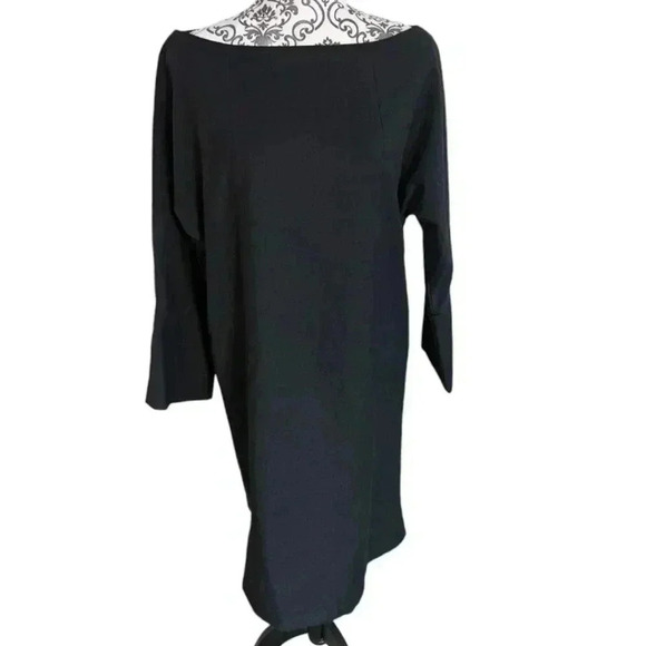 Melow par Melissa Bolduc Dress Black Wool Blend Boat Neck Women's size Large - Picture 3 of 10